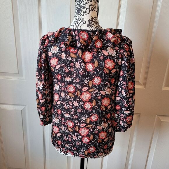 Loft woman's black floral design top - Picture 3 of 6